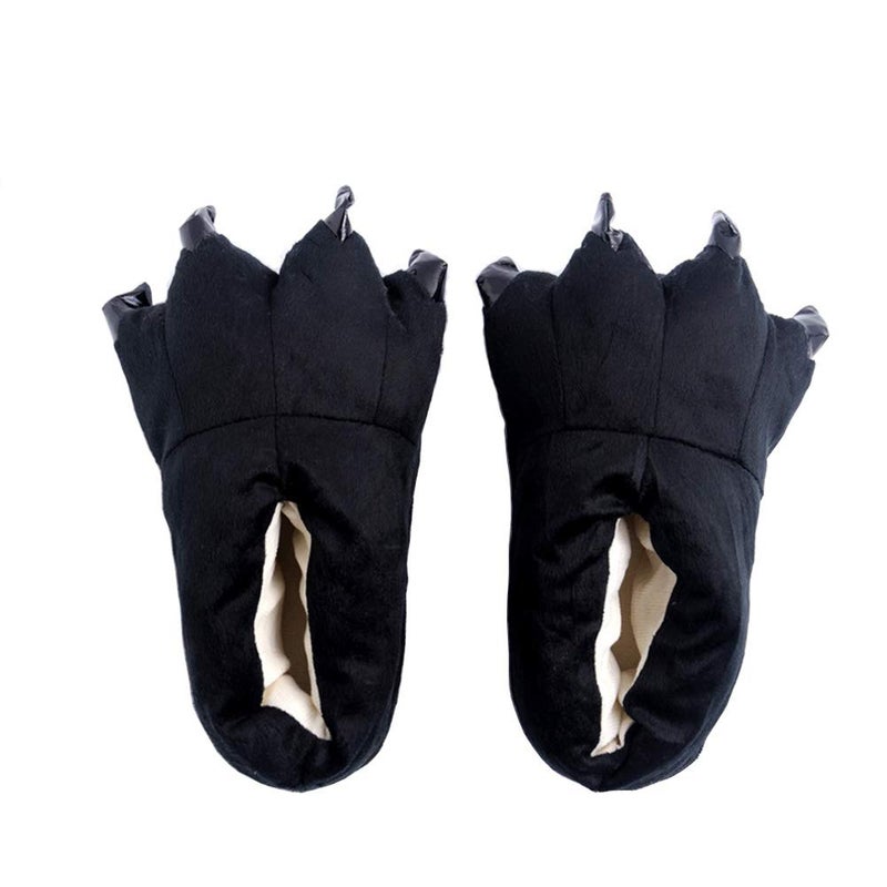 AISHNE Adult Cute Plush Animal Paw Slippers Fuzzy Warm House Shoes Black M - Image 2